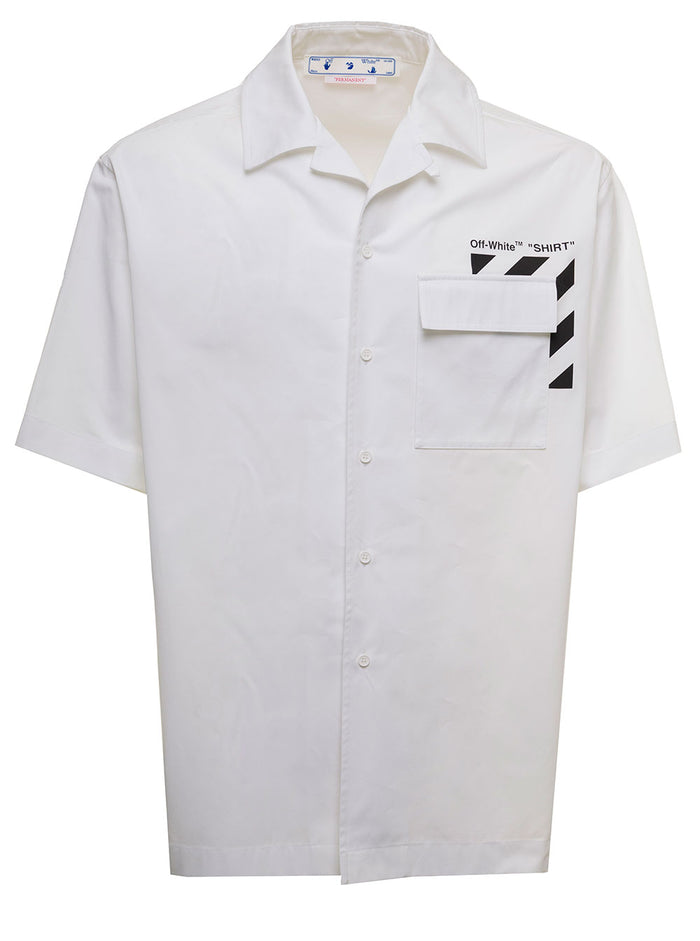 Off White Mans Diag Holiday Cotton Shirt And Blouses