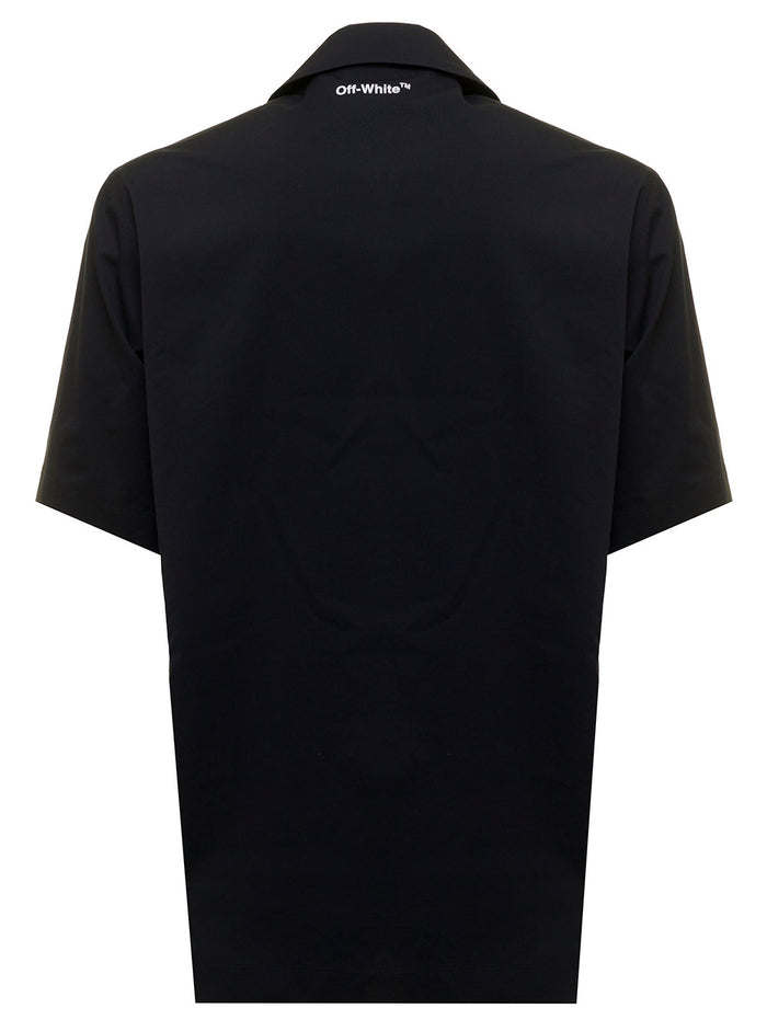 Off White Mans Black Arrown Holiday Cotton Blend Shirt Polyester Elastane And Blouses
