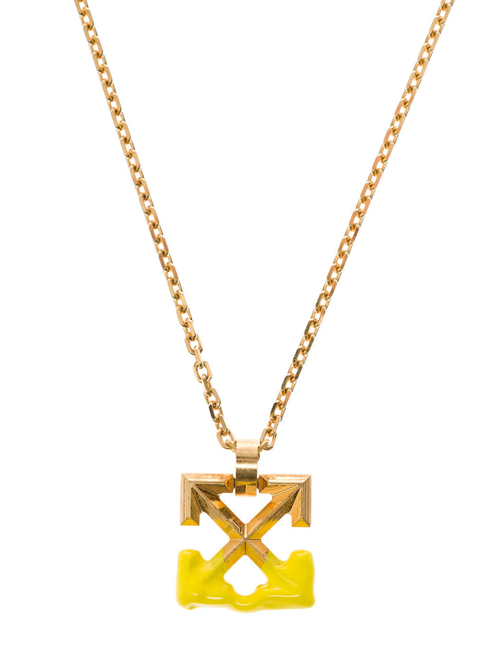 Off White Womans Arrow Bloob Gold Metal Necklace Metallic Other Fiber Necklaces