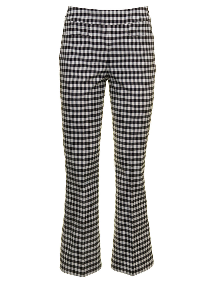 Seafarer Womans White And Black Check Cotton Blend Pants Polyester Elastane Trousers