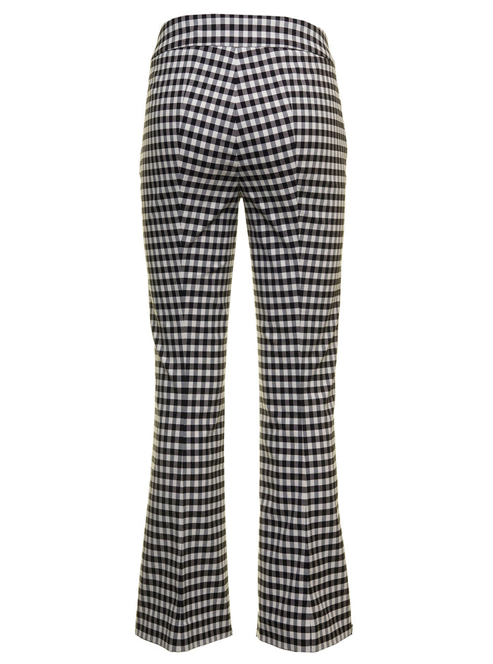 Seafarer Womans White And Black Check Cotton Blend Pants Polyester Elastane Trousers