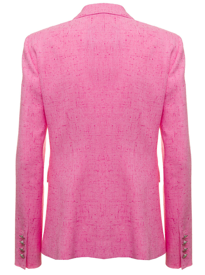 Seafarer Womans Chantal Pink Viscose Blend Double-Breasted Blazer Silk Blazers