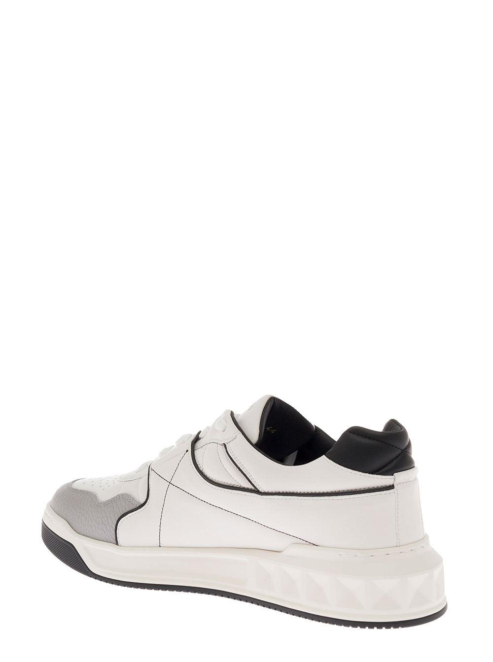 Valentino Garavani Mens Multicolor Leather One Stud Low Top Sneakers White Lamb