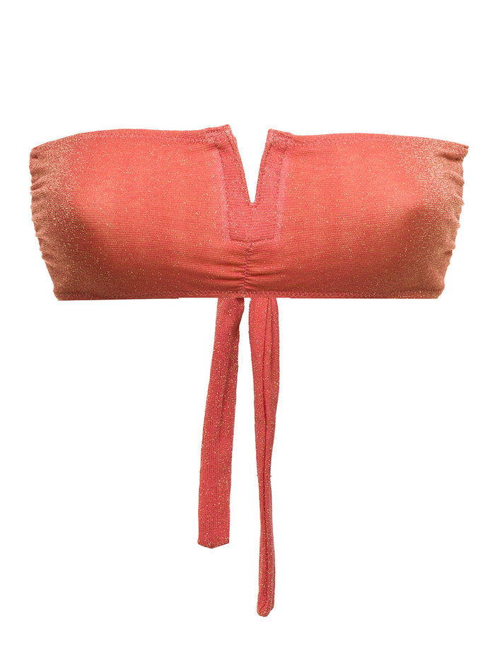 Momonì Womans Orange Lurex Bikini Top Beachwear