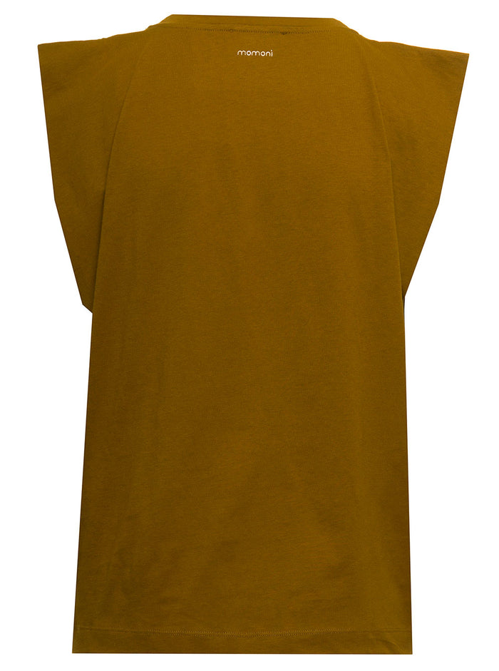 Momonì Womans Enna Mustard-Colored Cotton Blend T-Shirt Yellow Kapok Tshirts And Polo Shirts
