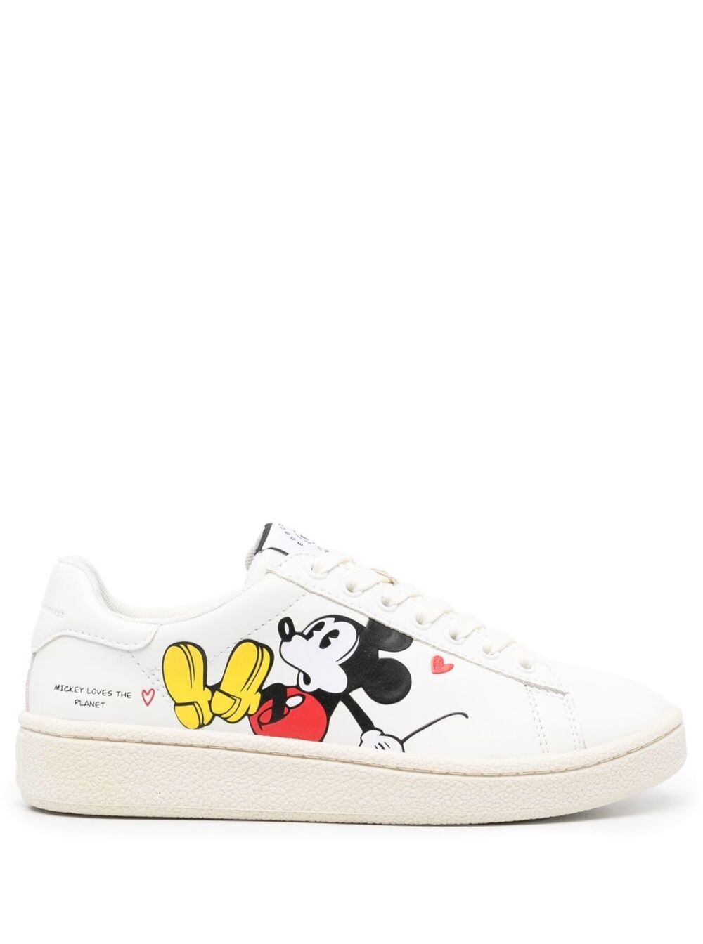 Moa White Leather Sneakers With Disney Print Calf