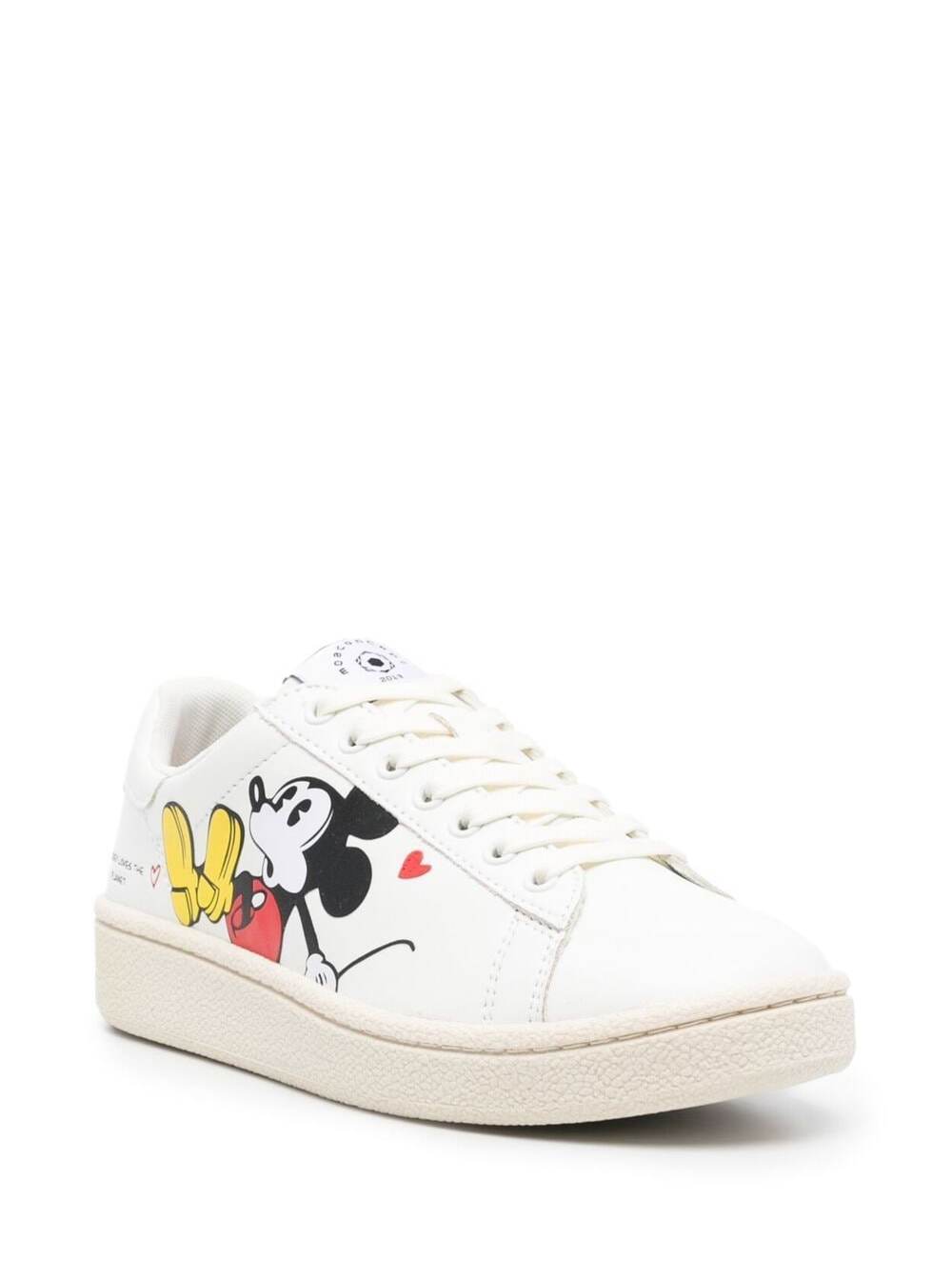 Moa White Leather Sneakers With Disney Print Calf