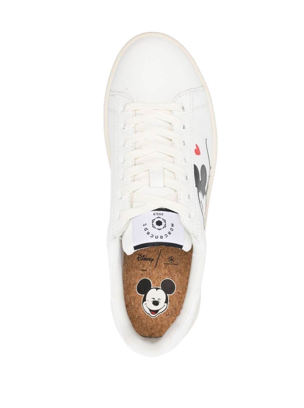 Moa White Leather Sneakers With Disney Print Calf