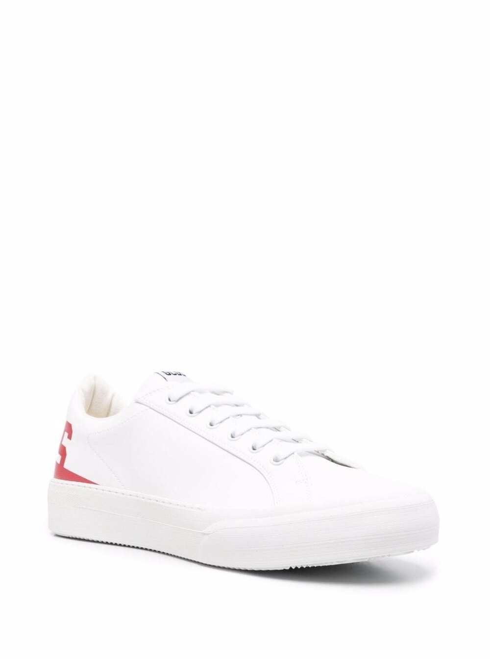 Gcds Man S White Leather Sneakers With Logo Calf