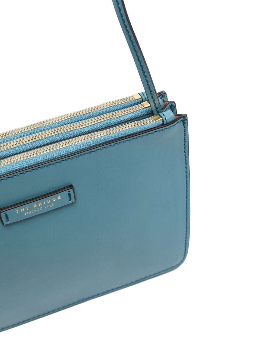 The Bridge Womans Trifold Light Blue Leather Crossbody Bag With Logo Calf