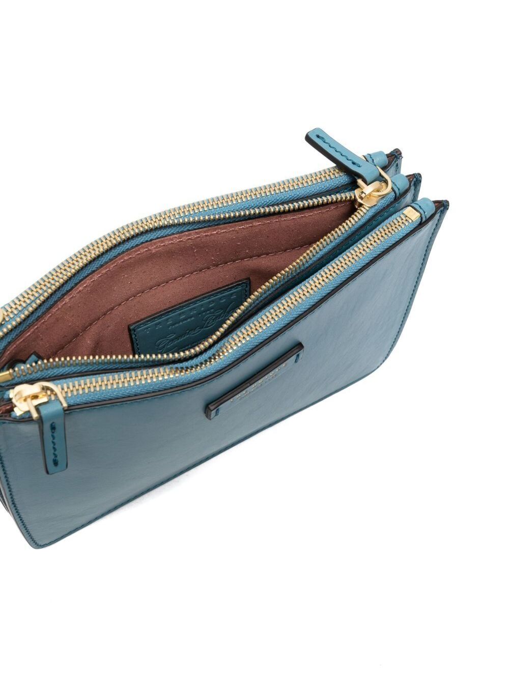 The Bridge Womans Trifold Light Blue Leather Crossbody Bag With Logo Calf