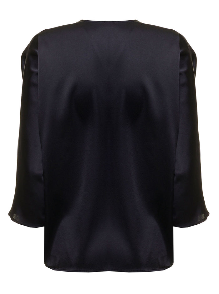 Antonelli Womans Dianora Blacksilk Blend Blouse Black Silk Lyocell Shirts And Blouses