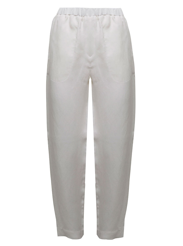 Antonelli Womans Viscose And Linen Whitetaormina Pants White Trousers