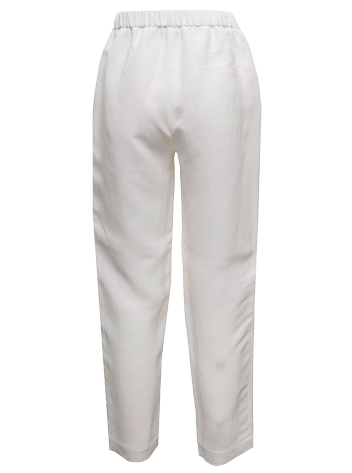 Antonelli Womans Viscose And Linen Whitetaormina Pants White Trousers