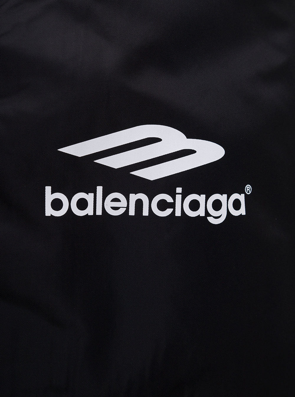 Balenciaga Mans 3b Sports Icon Black Recycled Nylon Windbreaker With Logo Polyamide Outerwear