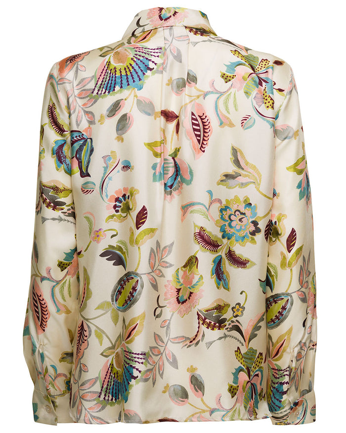 Momonì Womans Auburn Printed Silk Shirt White And Blouses