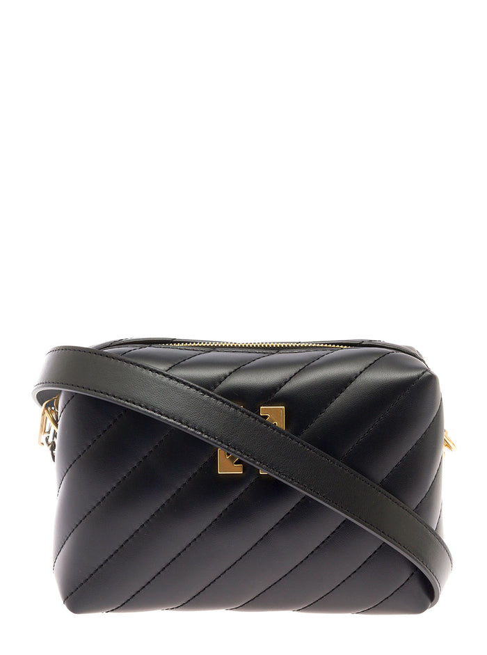 Off White Womans Jackhammer Camera Black Leather Crossbody Bag Calf