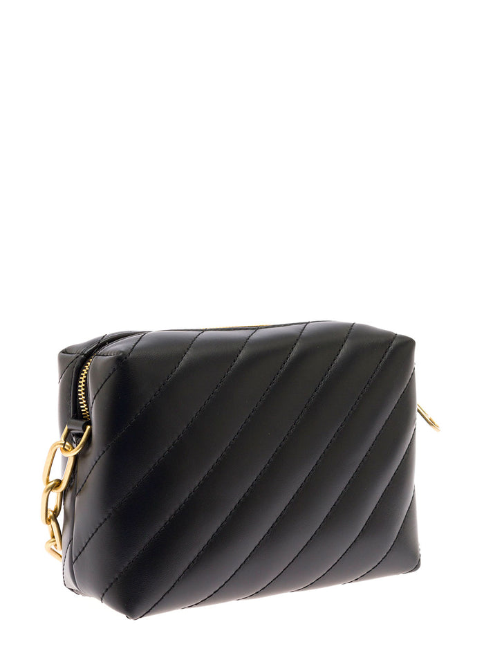 Off White Womans Jackhammer Camera Black Leather Crossbody Bag Calf