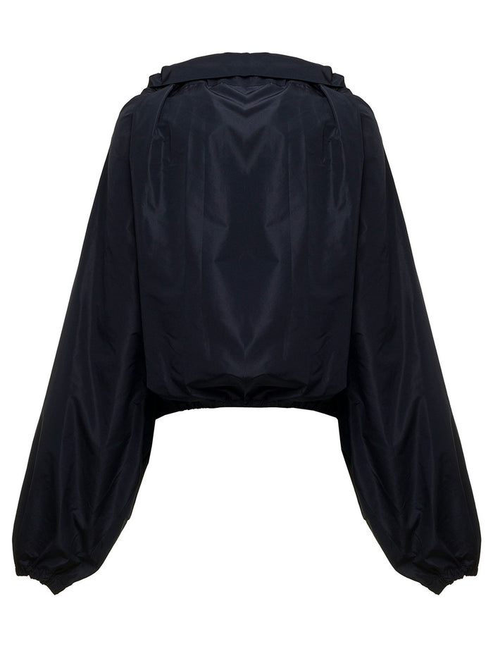 Patou Womans Blue Gros Grain Blouse With Bow Blu Cotton Shirts And Blouses