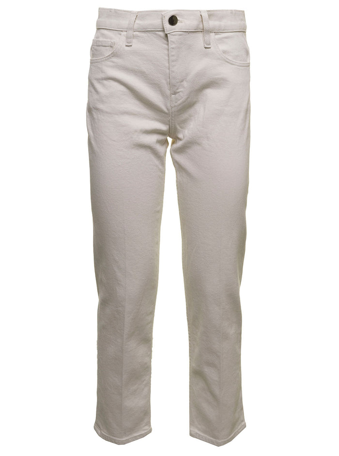 Theory Womans White Denim Jeans Cotton Polyurethane Trousers