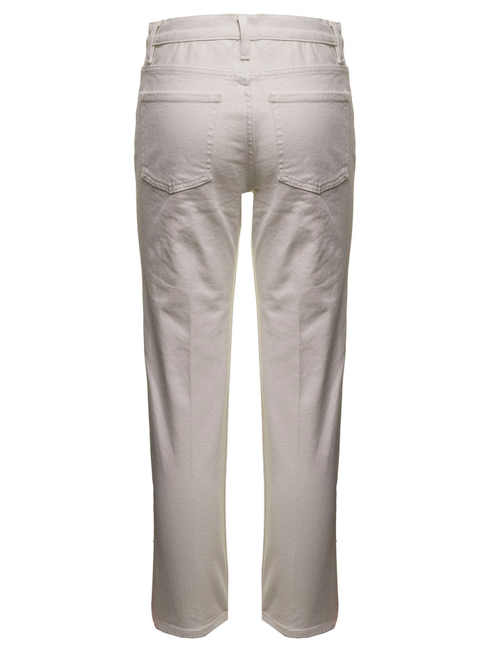 Theory Womans White Denim Jeans Cotton Polyurethane Trousers
