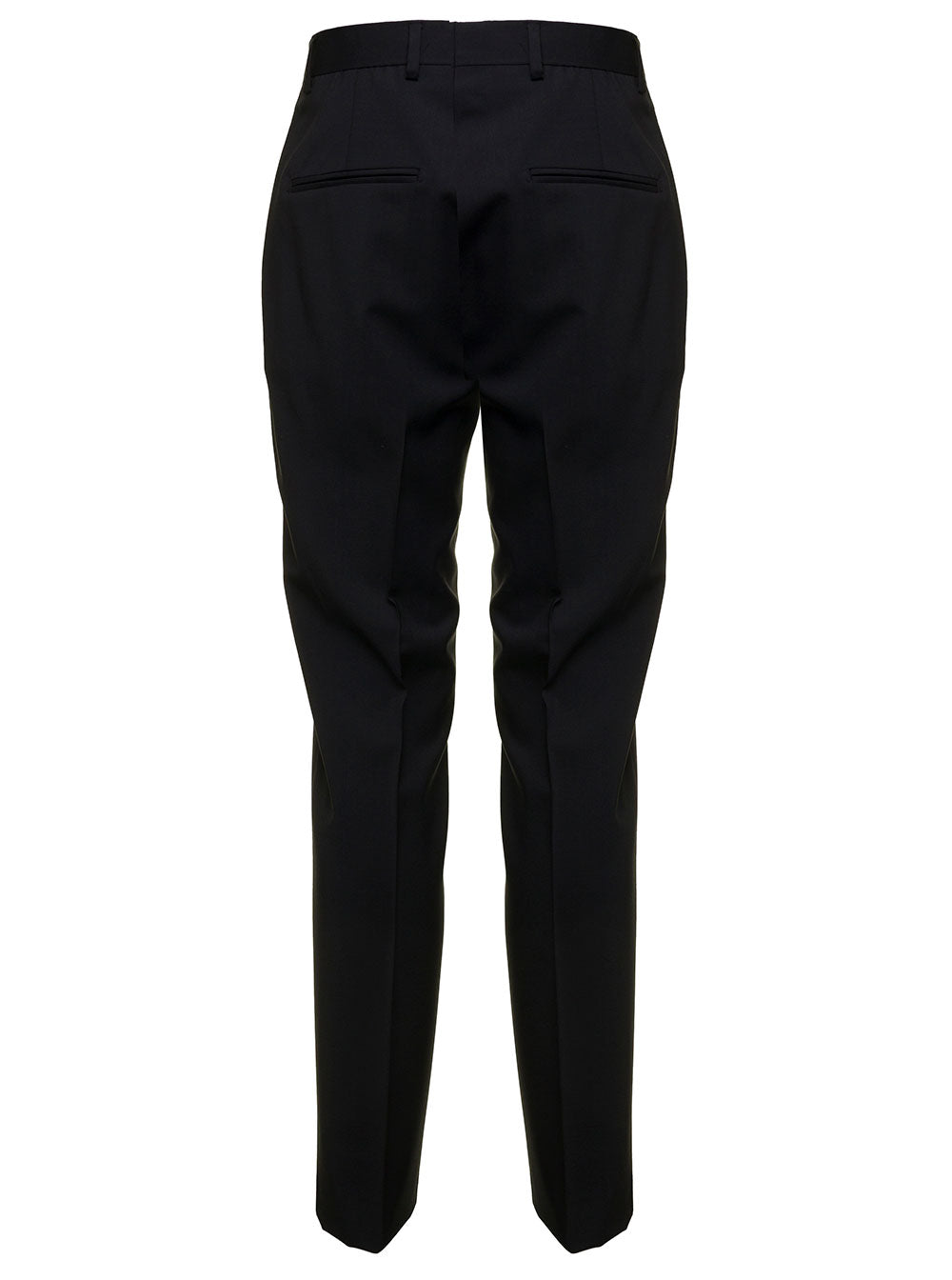 Tonello Mans Black Wool Tailored Pants Virgin Elastane Trousers