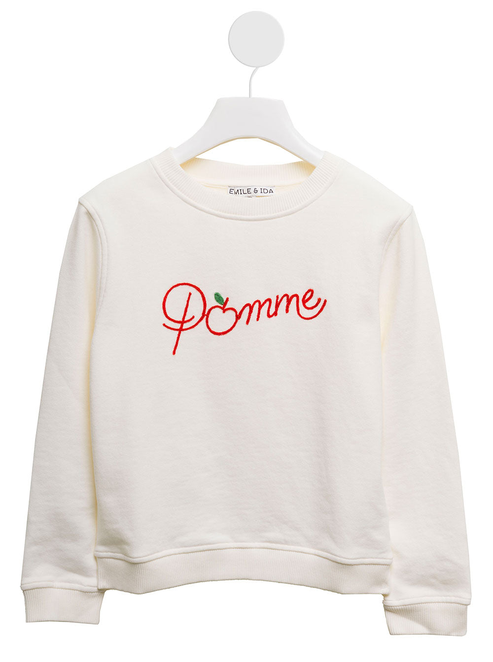 Emile Et Ida Kids Girls White Cotton Sweatshirt With Embroidered Detail Sweatshirts