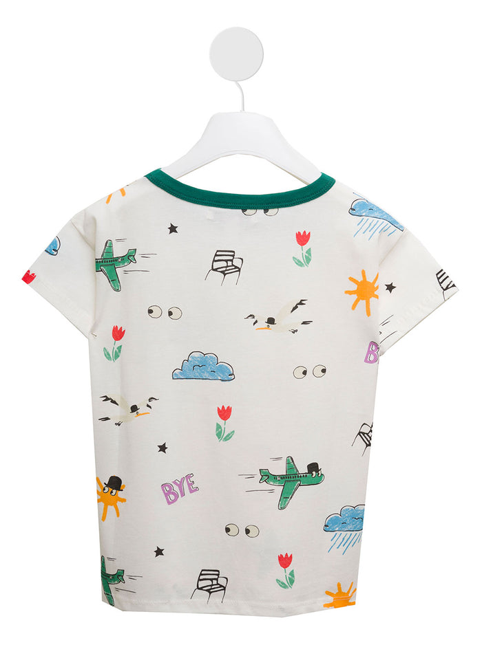 Emile Et Ida Kids Girlss Crew Neck Multicolor Cotton T-Shirt White Tshirts And Polo Shirts