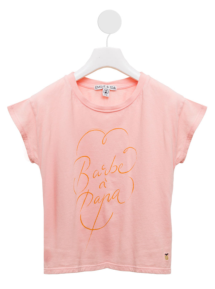 Emile Et Ida Kids Girls Pink Cotton T-Shirt With Print Tshirts And Polo Shirts