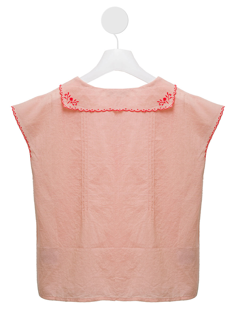 Emile Et Ida Kids Girls Pink Cotton Shirt With Embroidered Inserts And Blouses