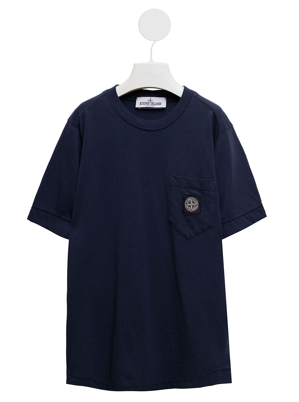 Stone Island Kids Boys Blue Cotton T-Shirt With Logo Blu Tshirts And Polo Shirts