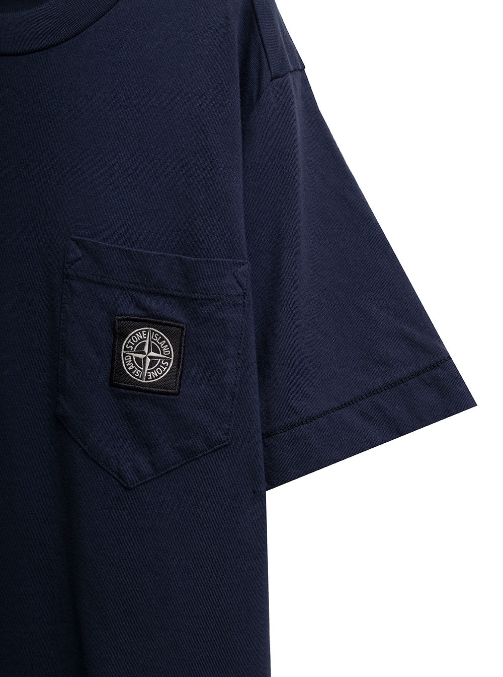 Stone Island Kids Boys Blue Cotton T-Shirt With Logo Blu Tshirts And Polo Shirts