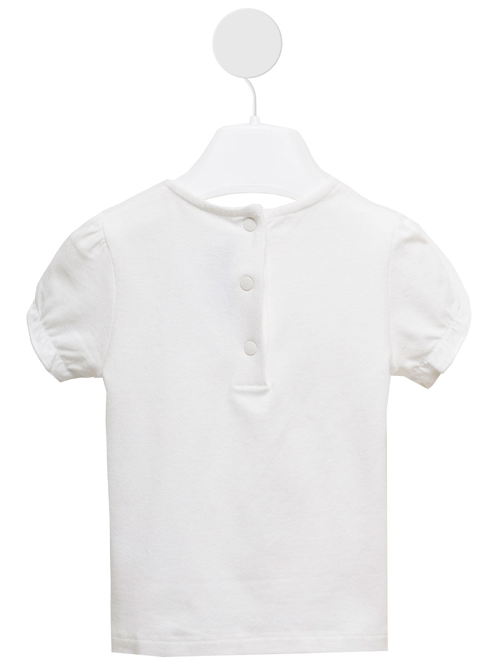 Tartine Et Chocolat Kids Baby Girls White Cotton T-Shirt With Floral Detail Modal Elastane Tshirts And Polo Shirts
