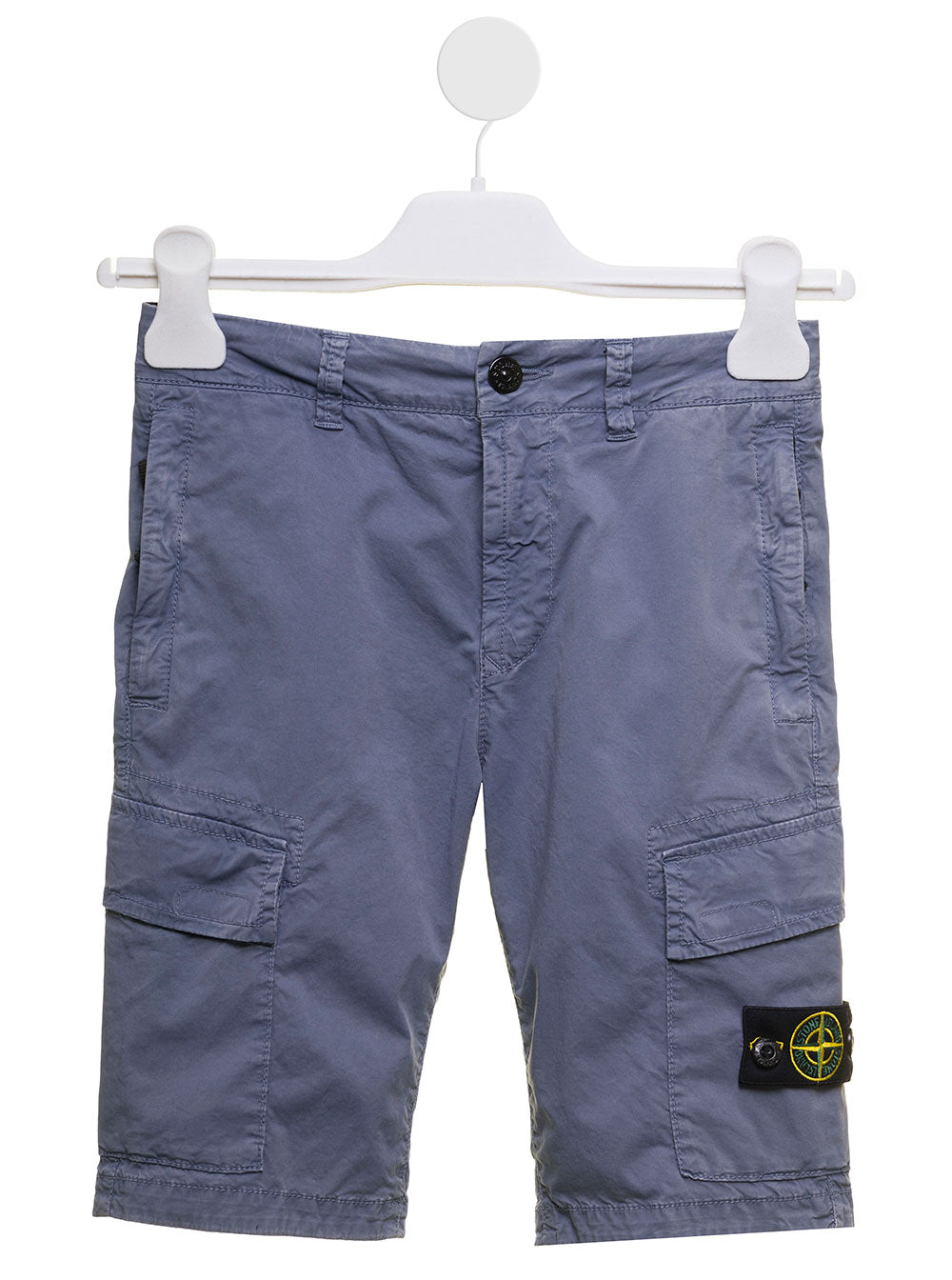 Stone Isalnd Kids Boys Light Blue Cotton Bermuda Shorts With Logo Elastane And
