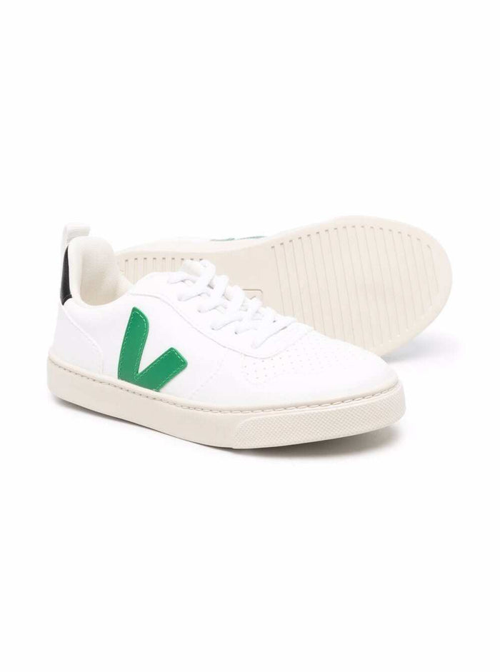 Veja Kids Boys V 10 Vegan Leather Sneakers With Logo White