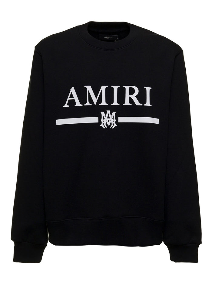 Amiri Mans Black Cotton Sweatshirt With Logo Print Sweatshirts