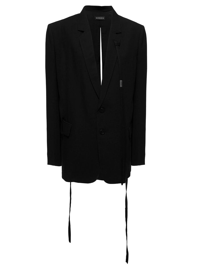 Ann Demeulemeester Womans Viscose And Wool Single Breasted Blazer Black Virgin Blazers