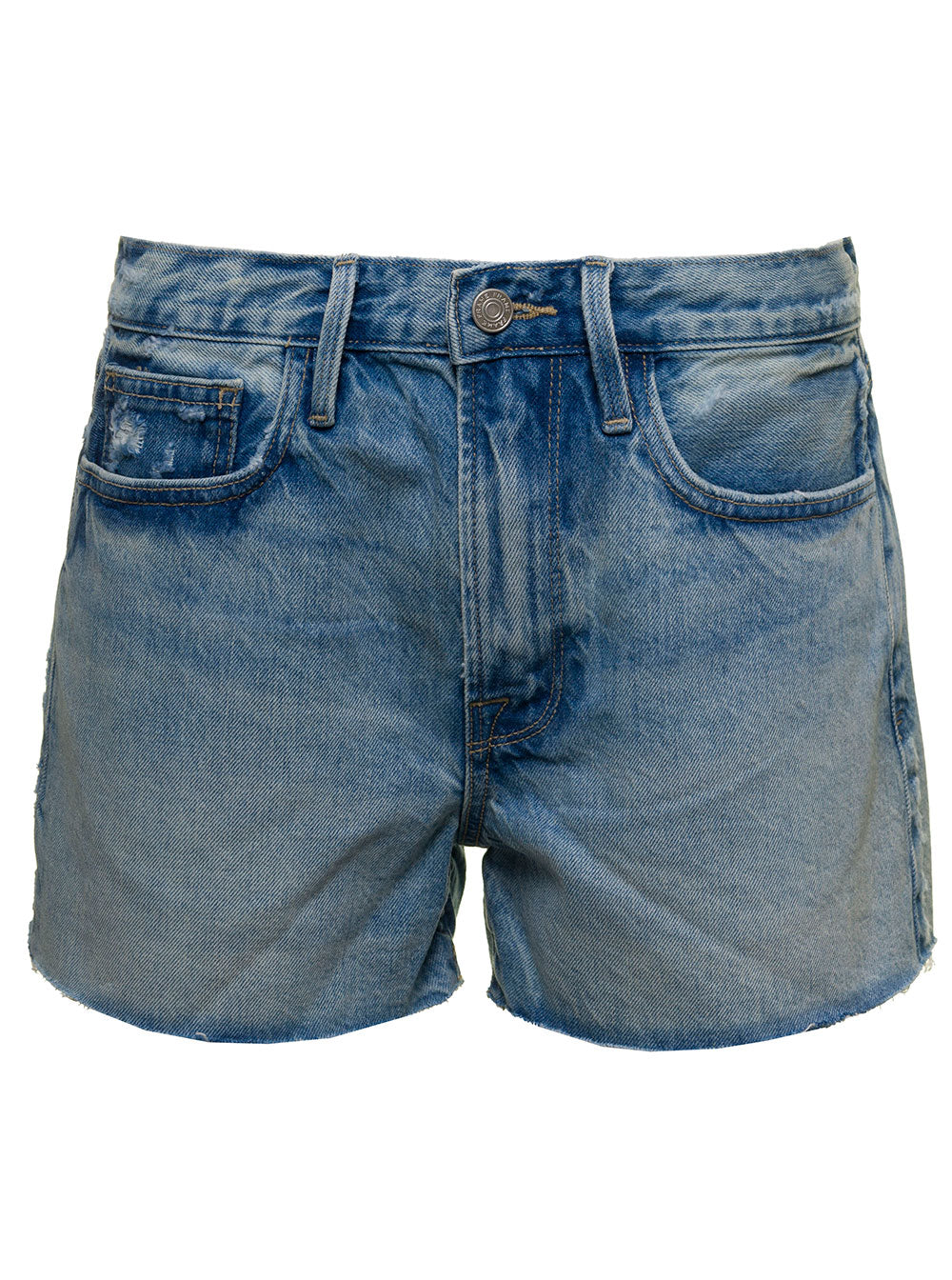 Frame Womans Le Brigitte Denim Shorts Blu Cotton And Bermuda