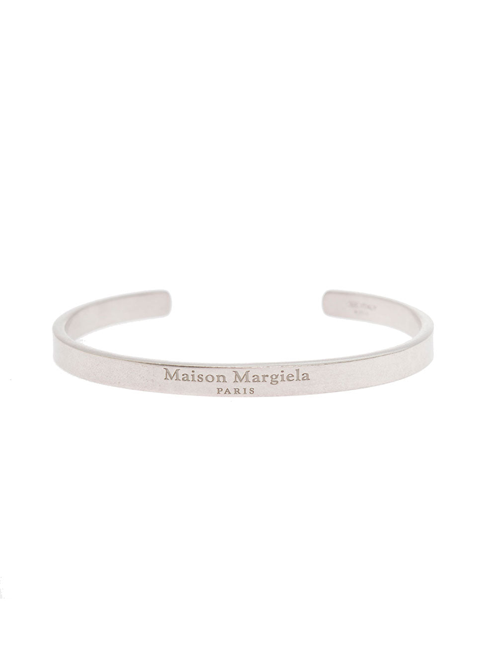 Maison Margiela Womans Silver Bracelet With Engraved Logo Metallic