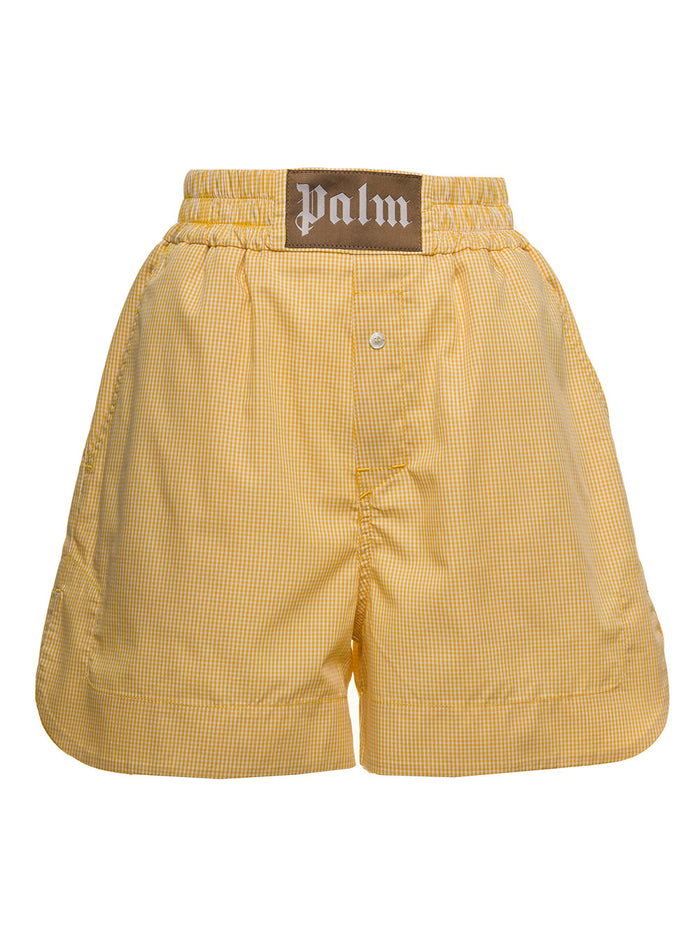 Palm Angles Womans Yellow Vichy Cotton Bermuda Shorts And