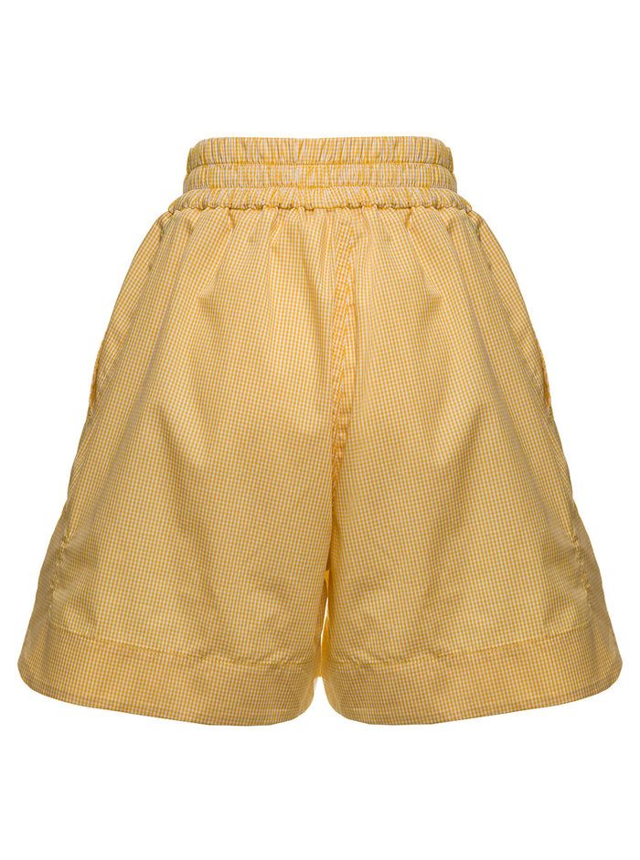 Palm Angles Womans Yellow Vichy Cotton Bermuda Shorts And