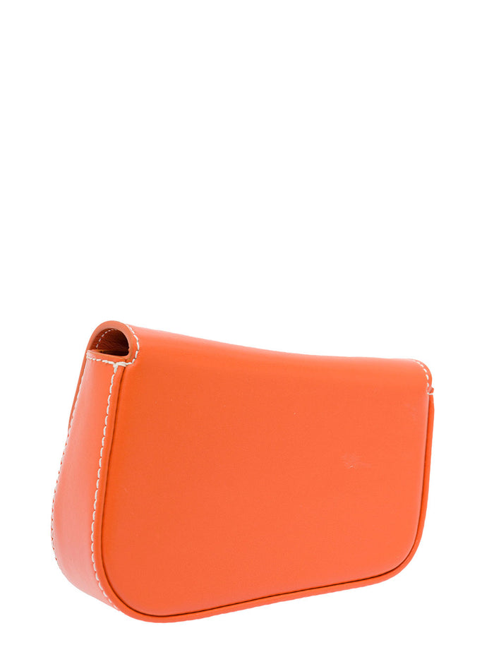 Palm Angels Womans Orange Leather Crossbody Bag With Beads Calf