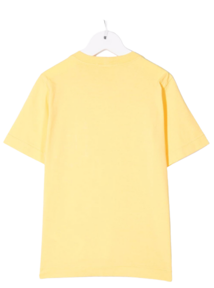 Stone Island Kids Boys Yellow Cotton T-Shirt With Logo Tshirts And Polo Shirts
