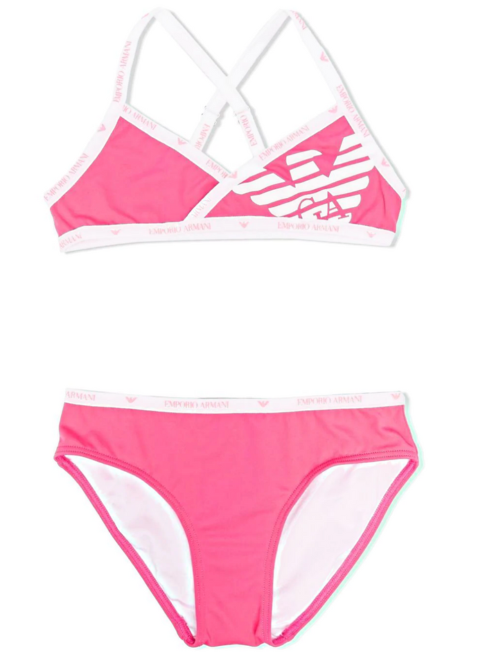 Emporio Armani Kids Bay-Girls Pink Bikini With Logo Fuxia Polyamide (nylon) Elastane Beachwear