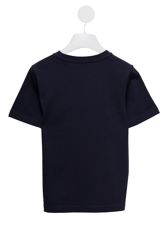 Burberry Kidss Blue Cotton T-Shirt With Logo Print Blu Tshirts And Polo Shirts