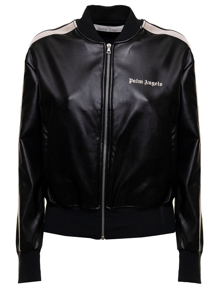 Felpa Nera Track Ecopelle Palm Angles Donna Black Sweatshirts