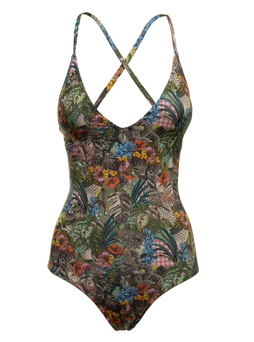 Anjuna Womans Mara Stretch Fabric One-Piece Swimsuit With Jungle Print Polyamide Elastane Beachwear