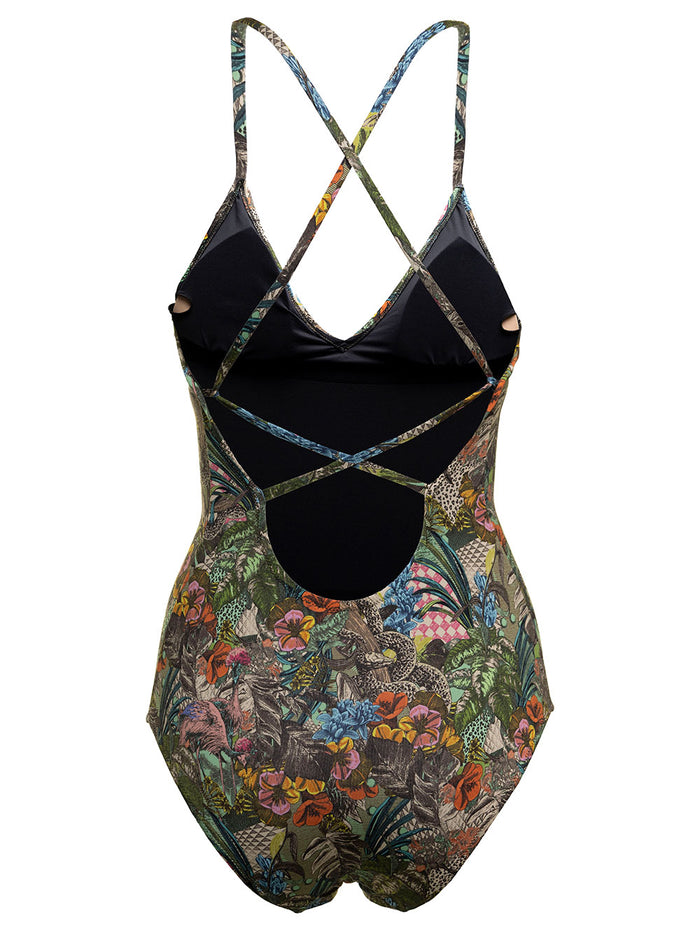 Anjuna Womans Mara Stretch Fabric One-Piece Swimsuit With Jungle Print Polyamide Elastane Beachwear