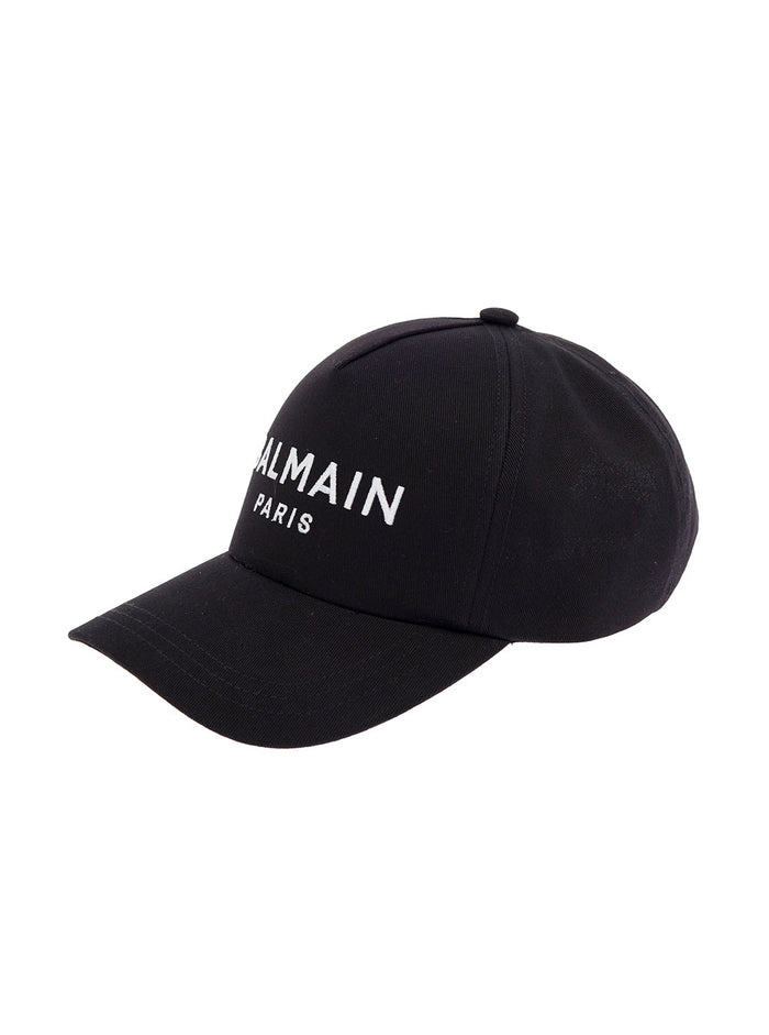 Balmain Womans Black Cotton Hat With Logo And Gloves