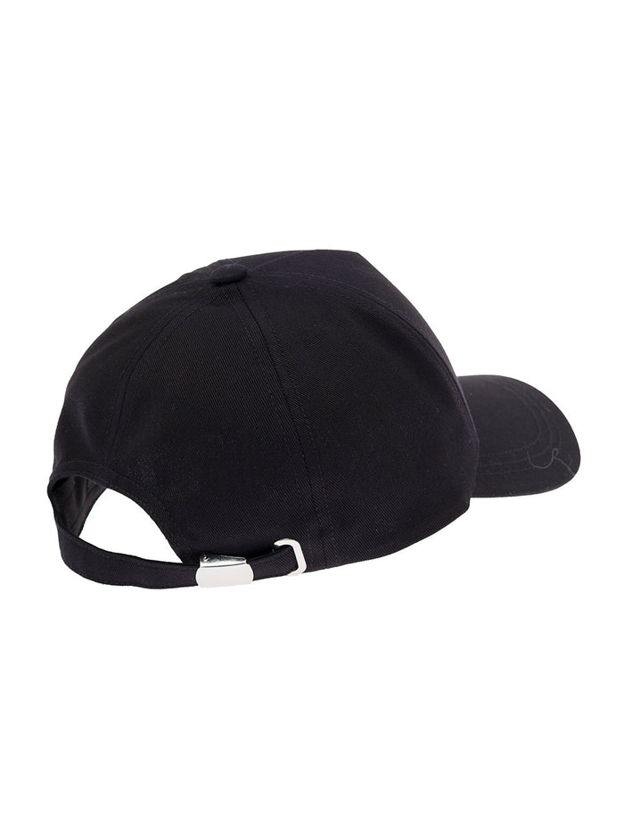 Balmain Womans Black Cotton Hat With Logo And Gloves